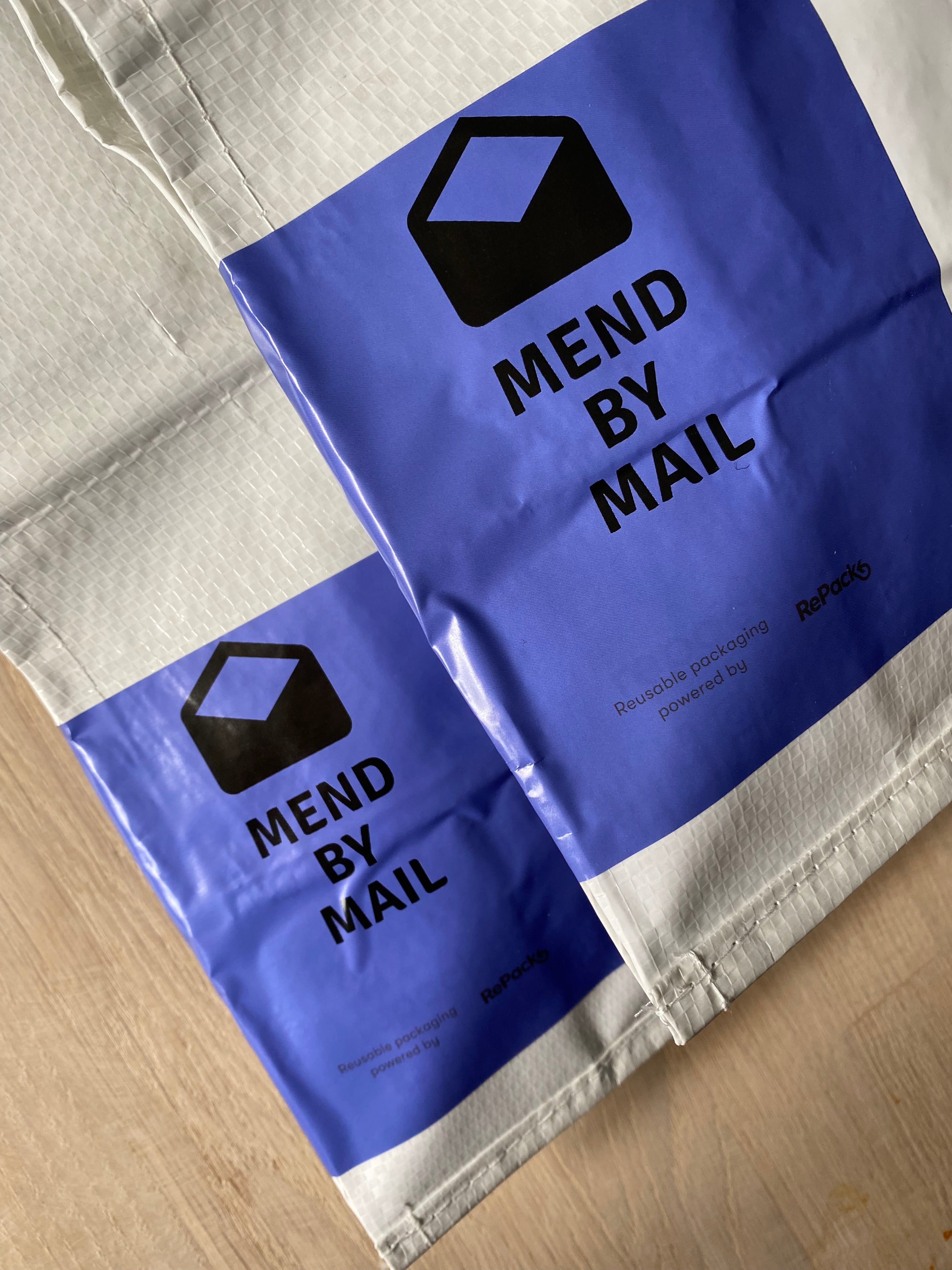 2 reusable envelopes supplied to customers of Mend by Mail